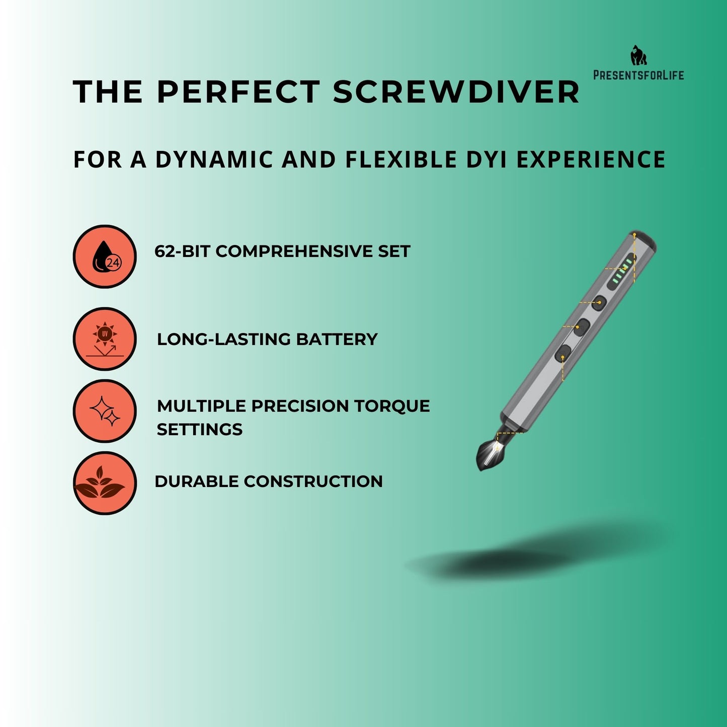 PRECISIONFORCE™ - 62 In 1 Electric Screwdriver Set